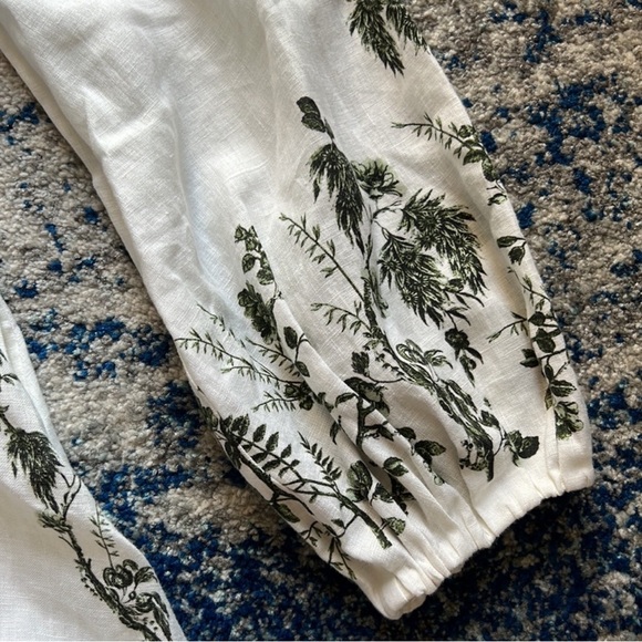 Erdem Women's White Kendrick Pintucked Floral-print Linen Midi Dress - Picture 9 of 15